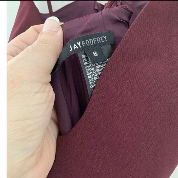 NEW Jay Godfrey Harrah Side Slit Maxi Dress Gown In Wine Maroon Size 8 - Picture 8 of 9